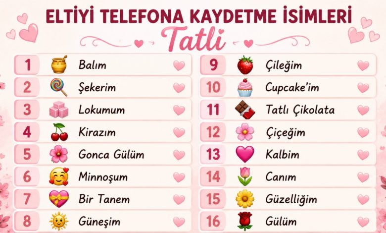 eltiyi telefona kaydetme isimleri