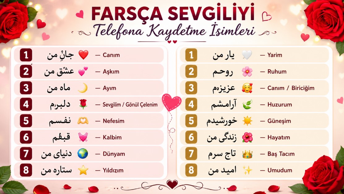 farsça sevgiliyi telefona kaydetme isimleri