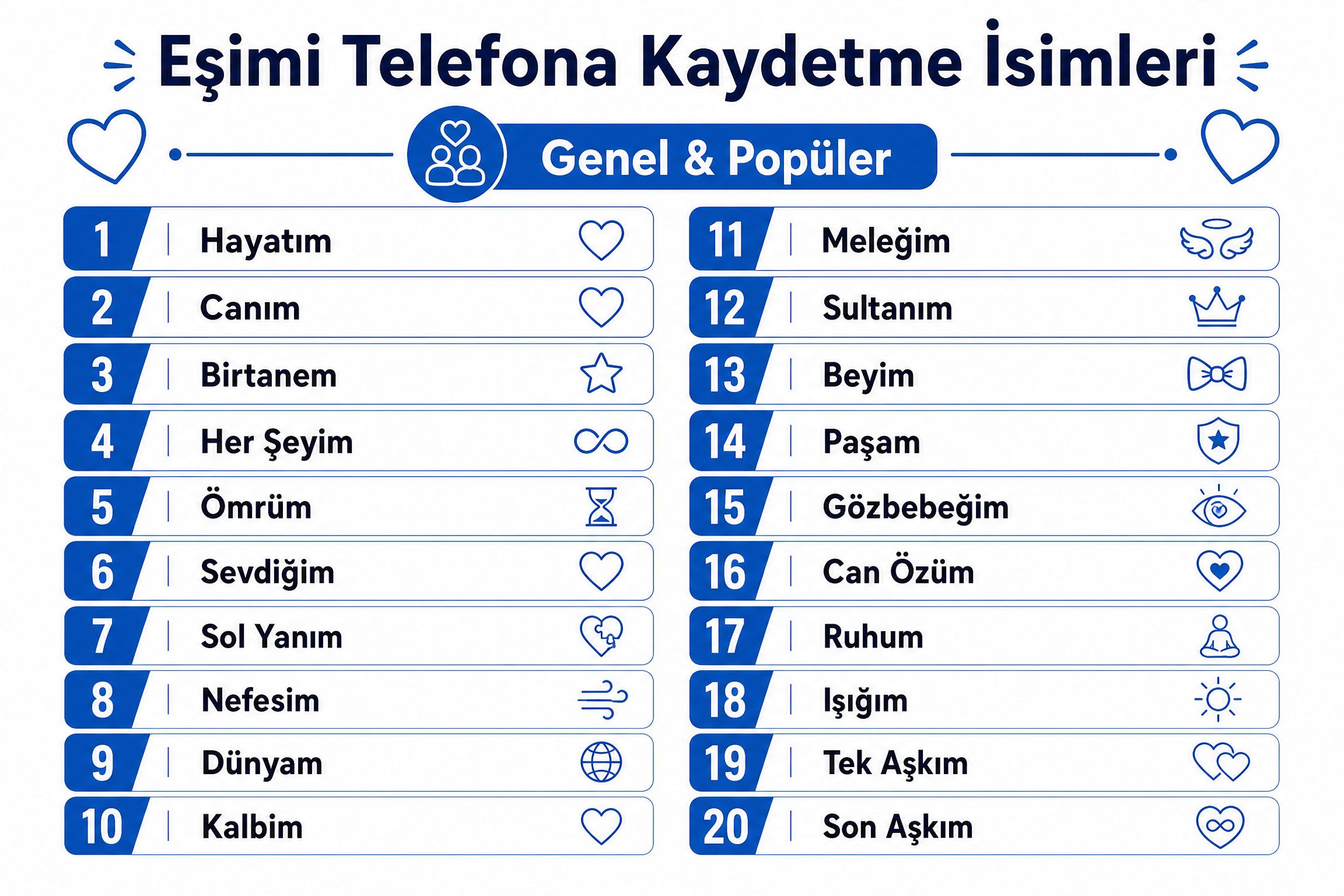 Eşimi Telefona Kaydetme İsimleri