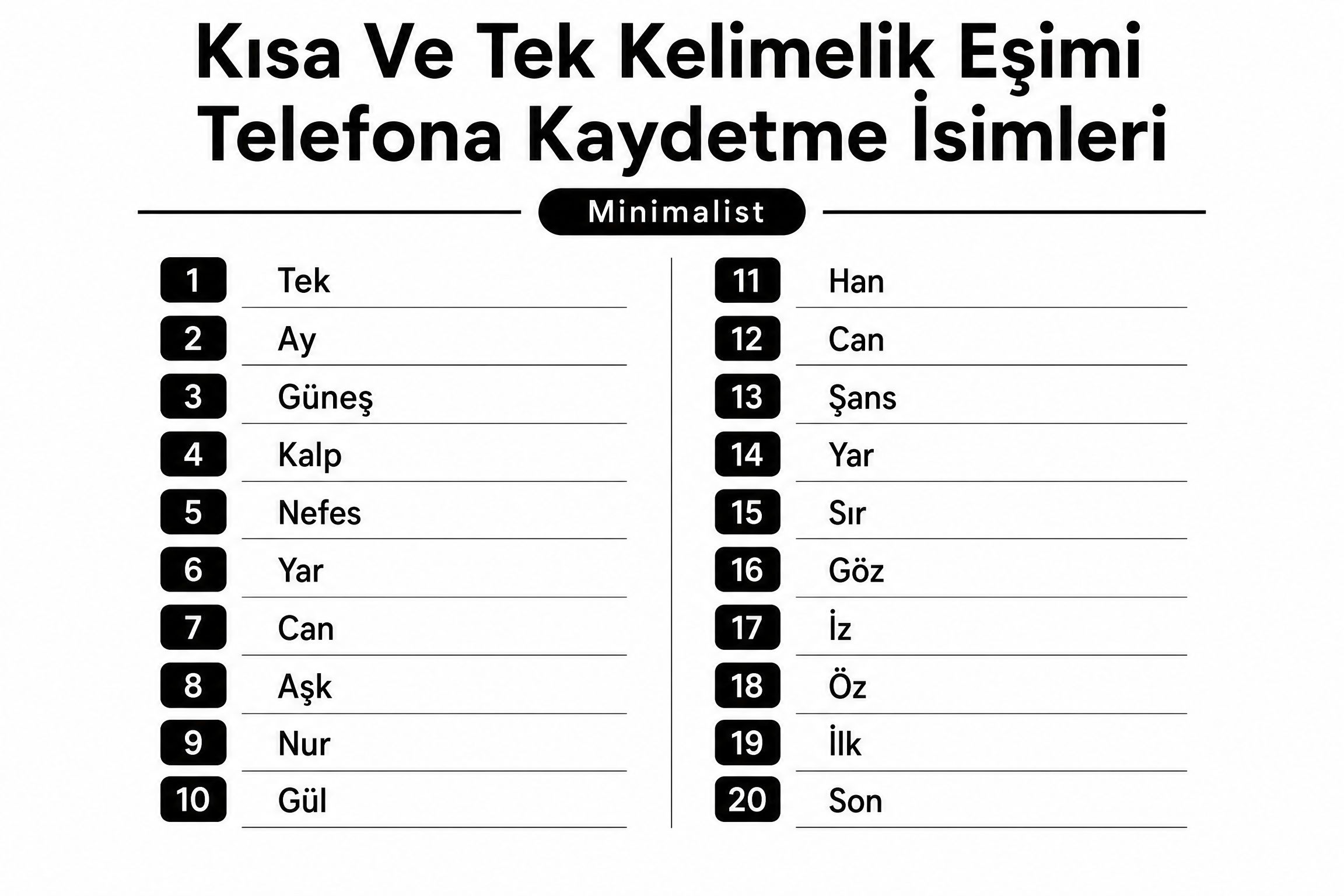 Kısa Ve Tek Kelimelik Eşimi Telefona Kaydetme İsimleri