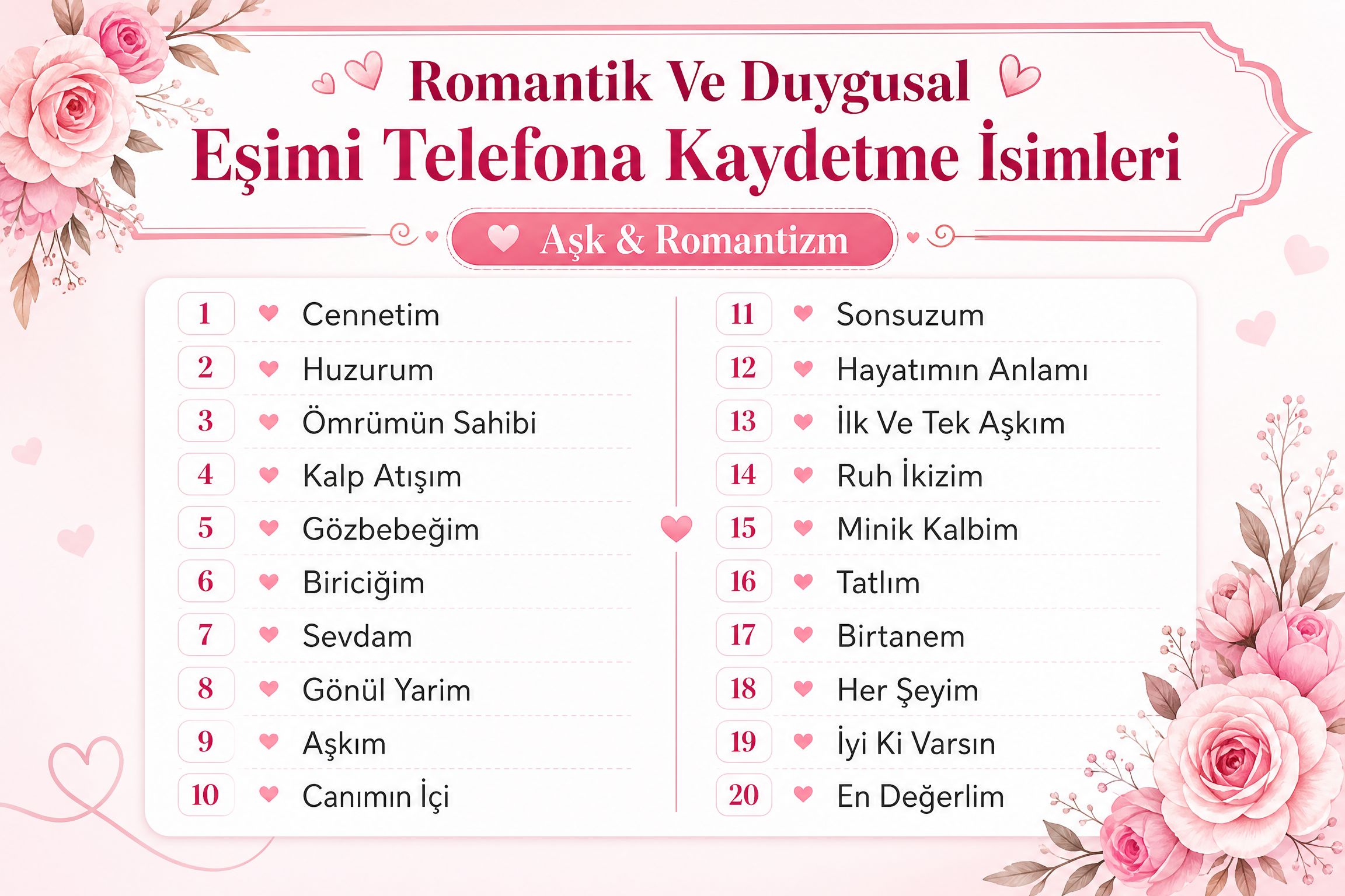 Romantik Ve Duygusal Eşimi Telefona Kaydetme İsimleri