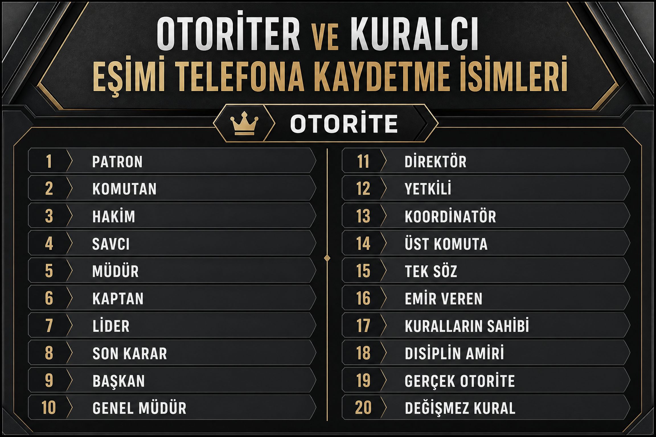 Otoriter Ve Kuralcı Eşimi Telefona Kaydetme İsimleri
