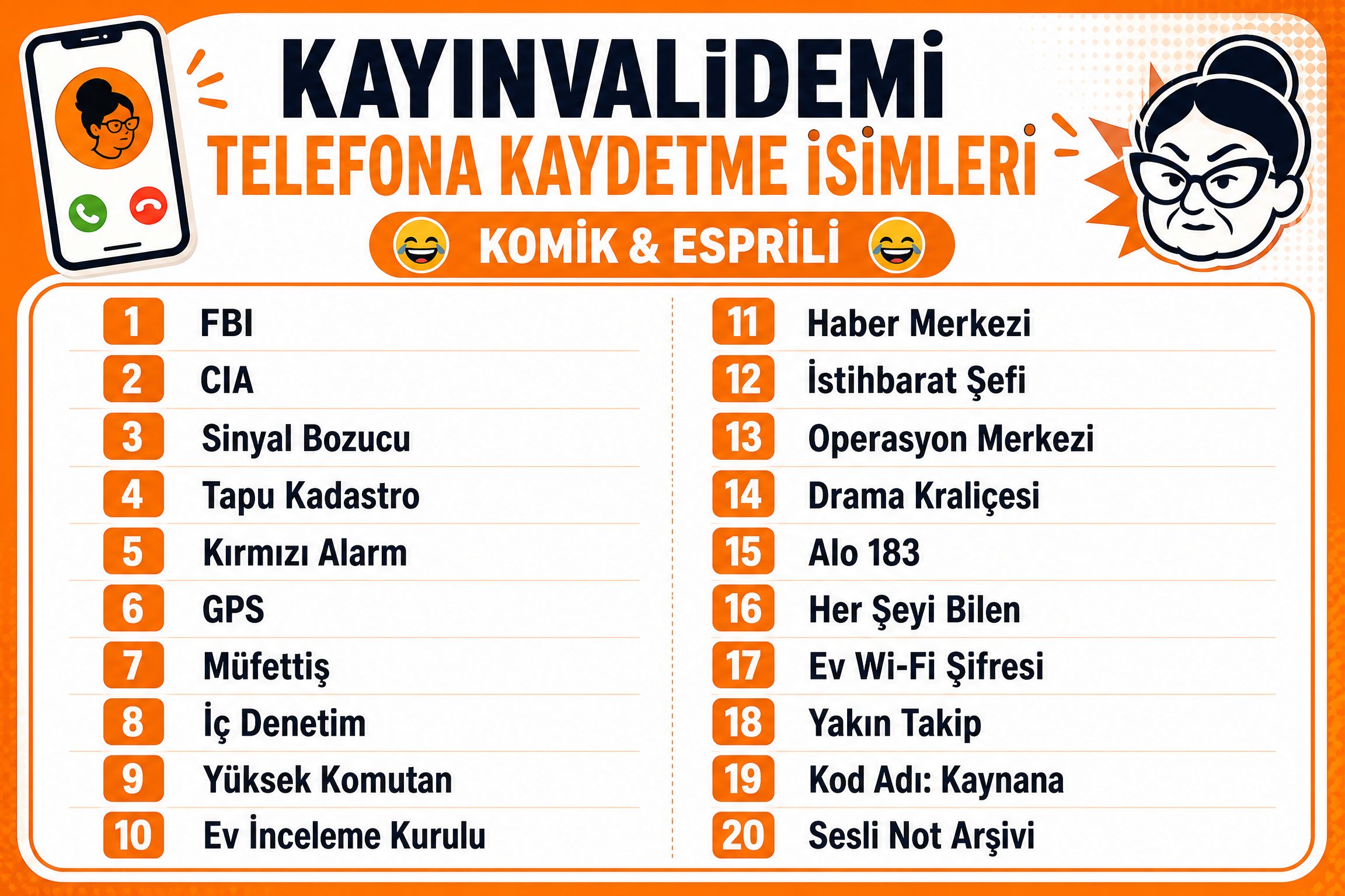Kayınvalidemi Telefona Kaydetme İsimleri Komik