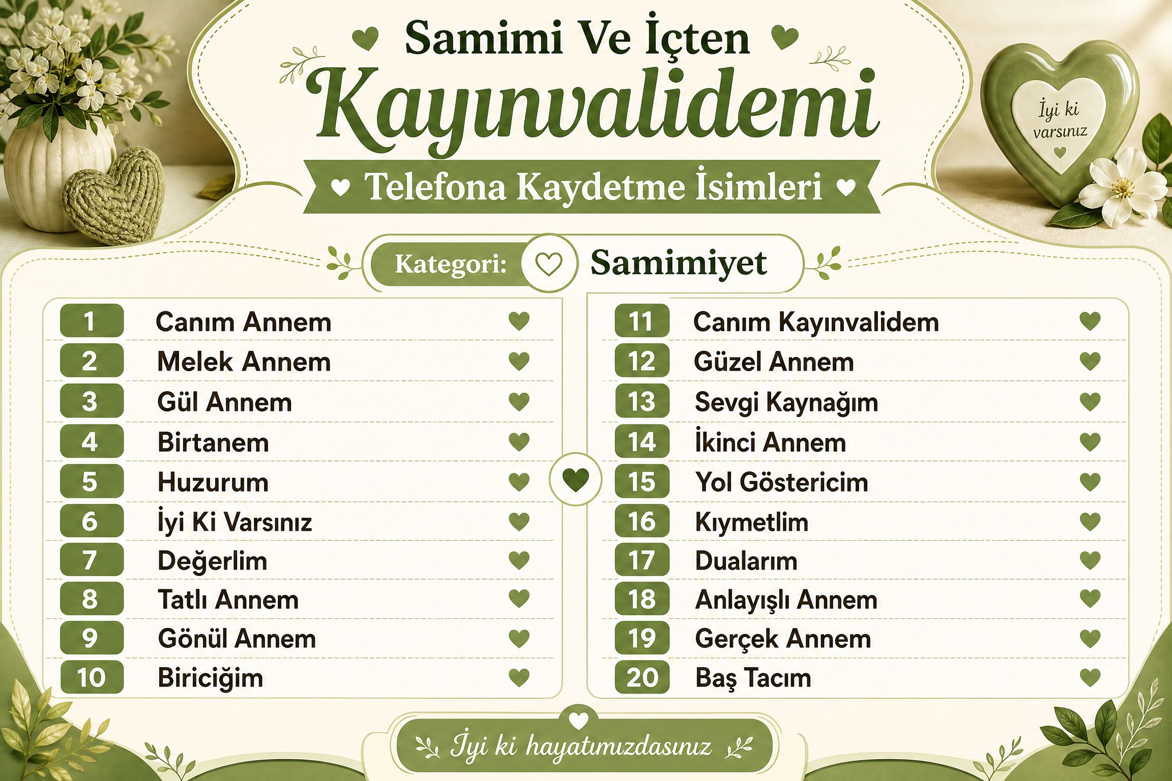 Samimi Ve İçten Kayınvalidemi Telefona Kaydetme İsimleri