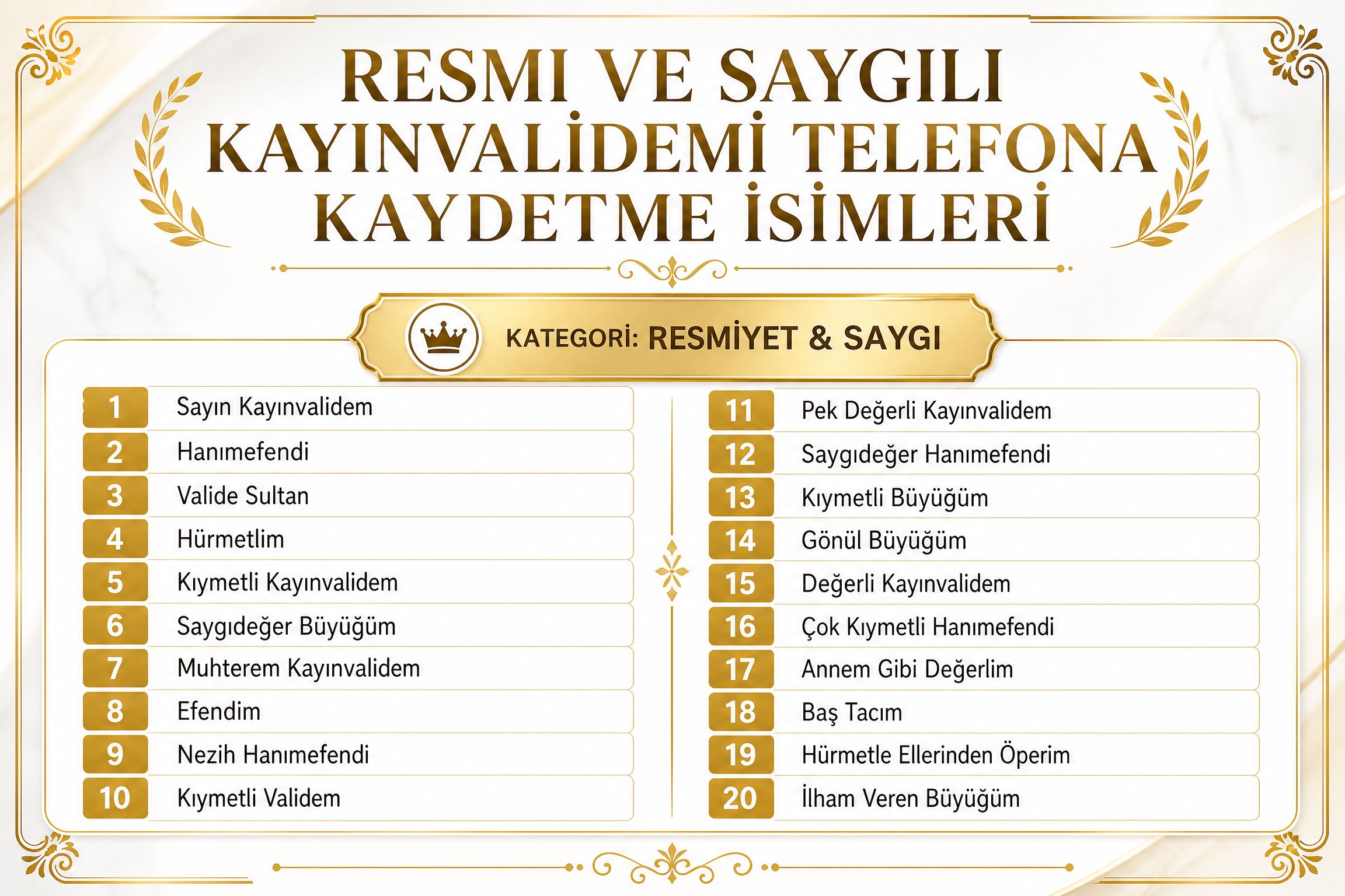 Resmi Ve Saygılı Kayınvalidemi Telefona Kaydetme İsimleri