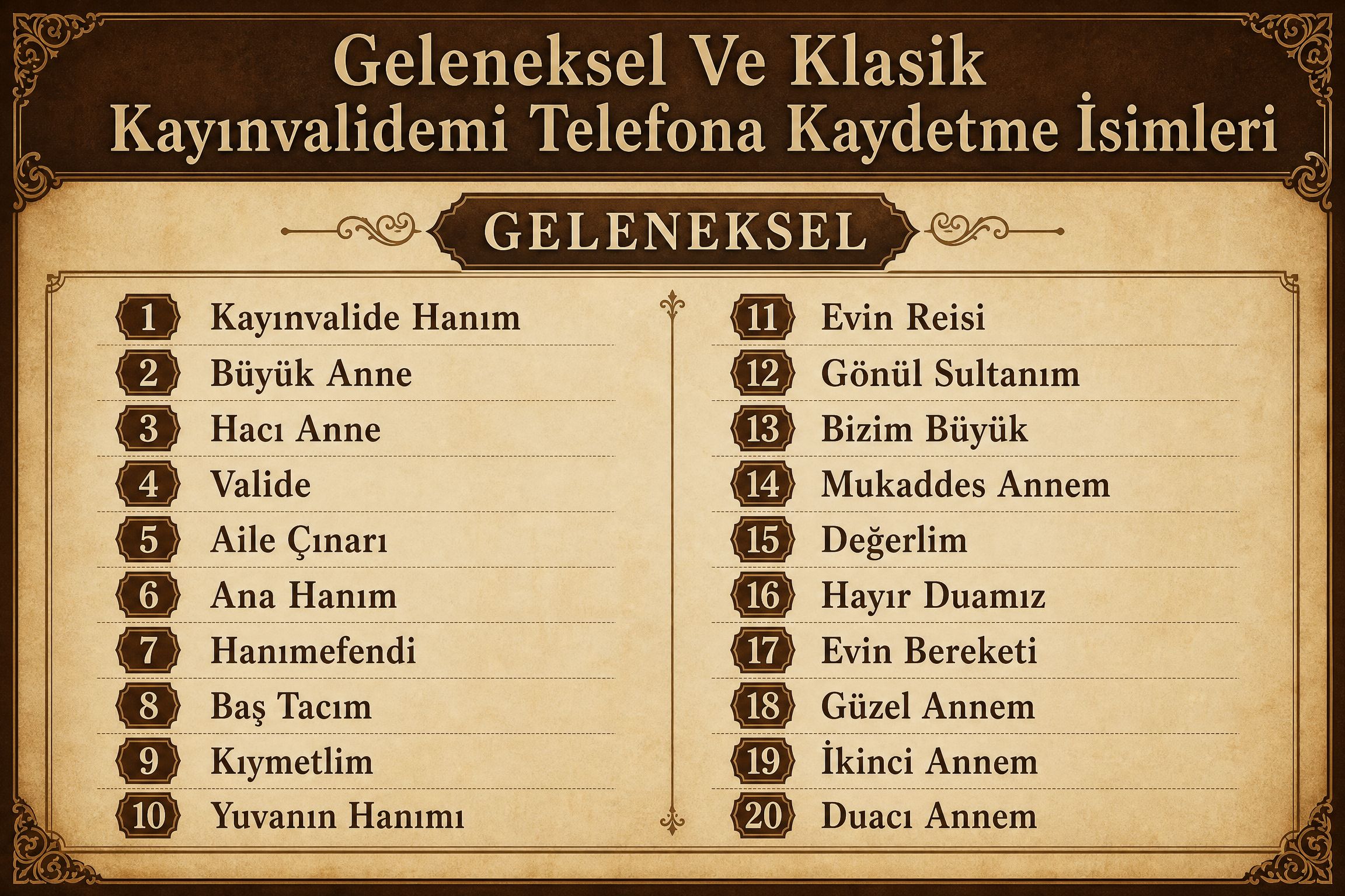Geleneksel Ve Klasik Kayınvalidemi Telefona Kaydetme İsimleri
