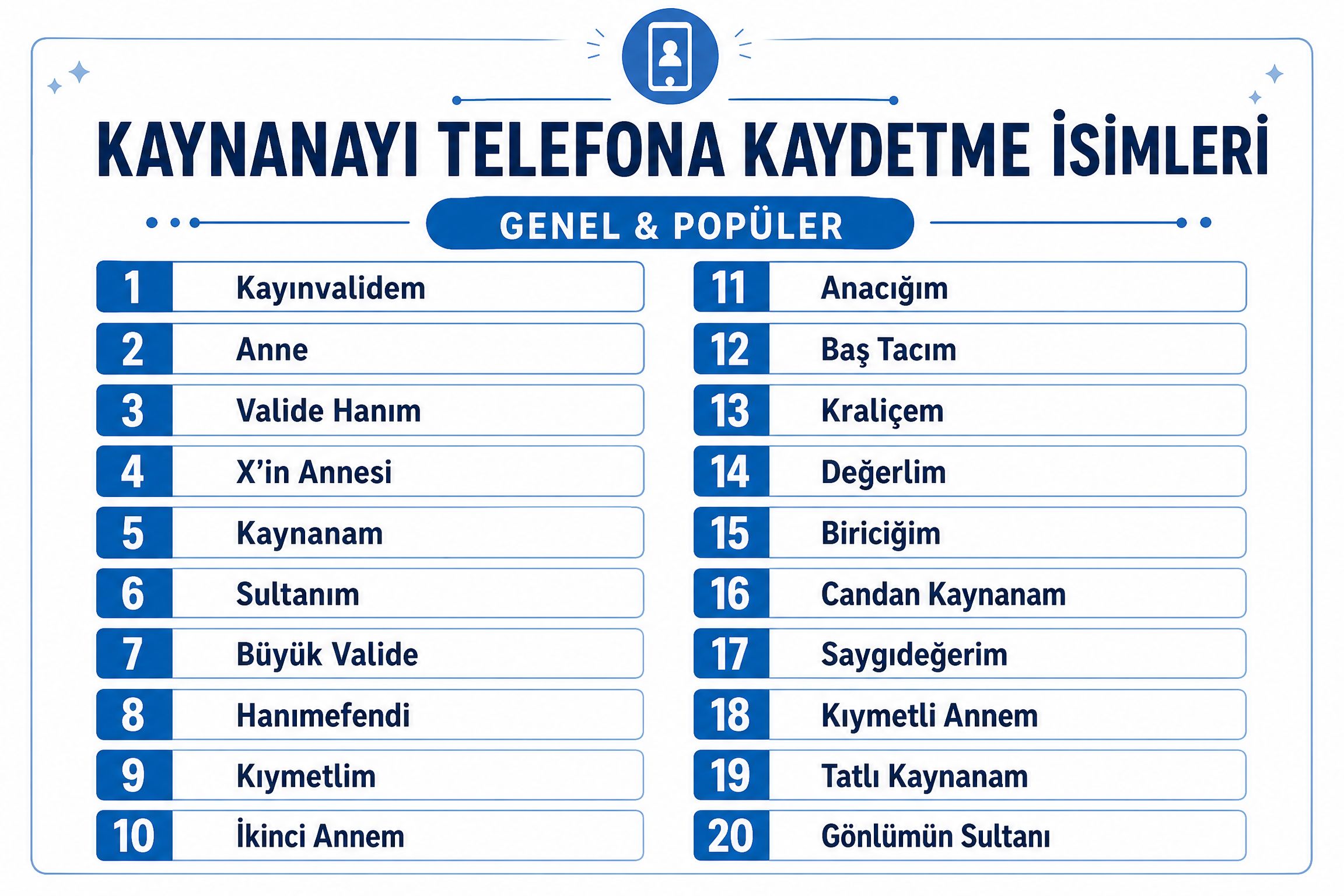 Kaynanayı Telefona Kaydetme İsimleri