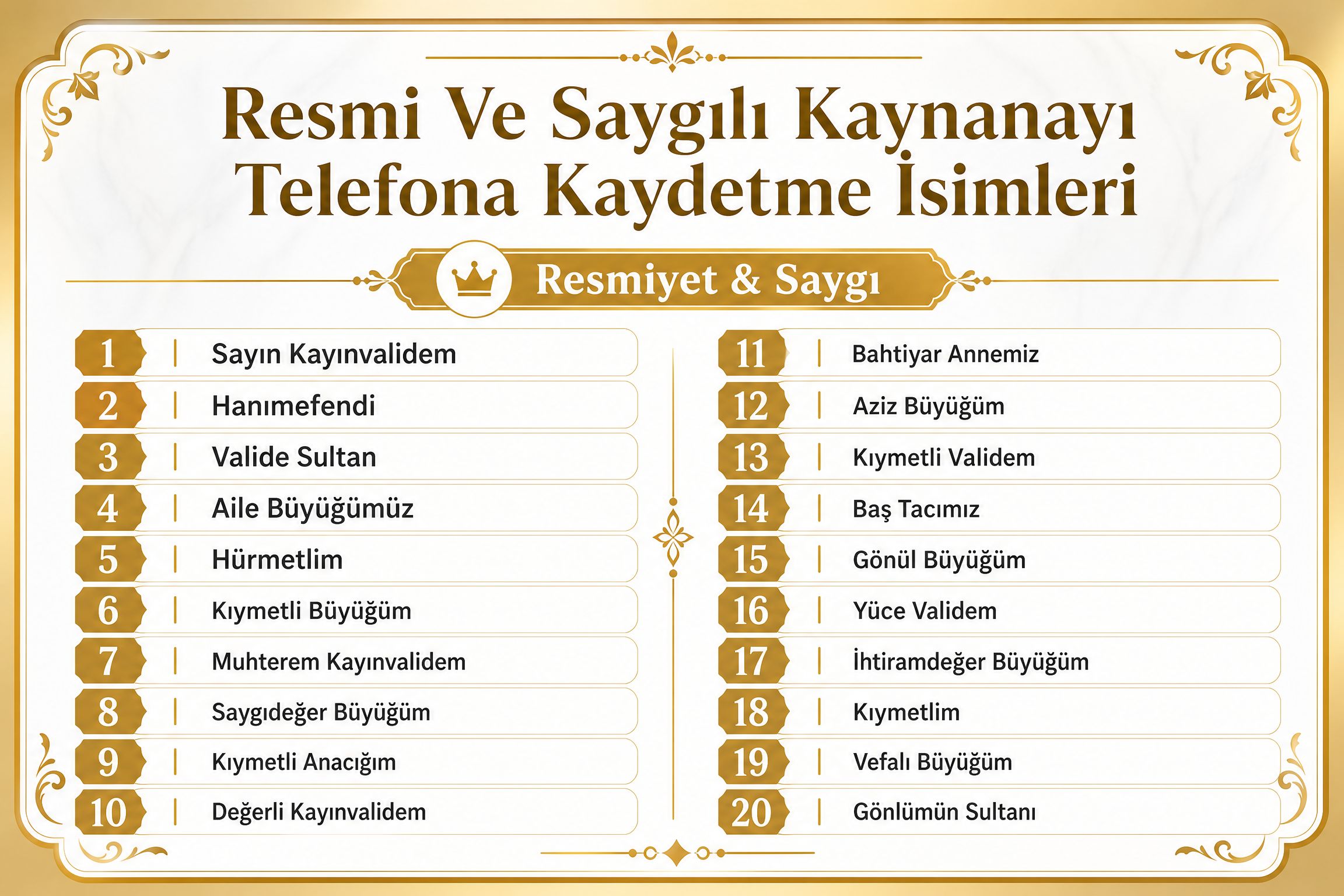 Resmi Ve Saygılı Kaynanayı Telefona Kaydetme İsimleri