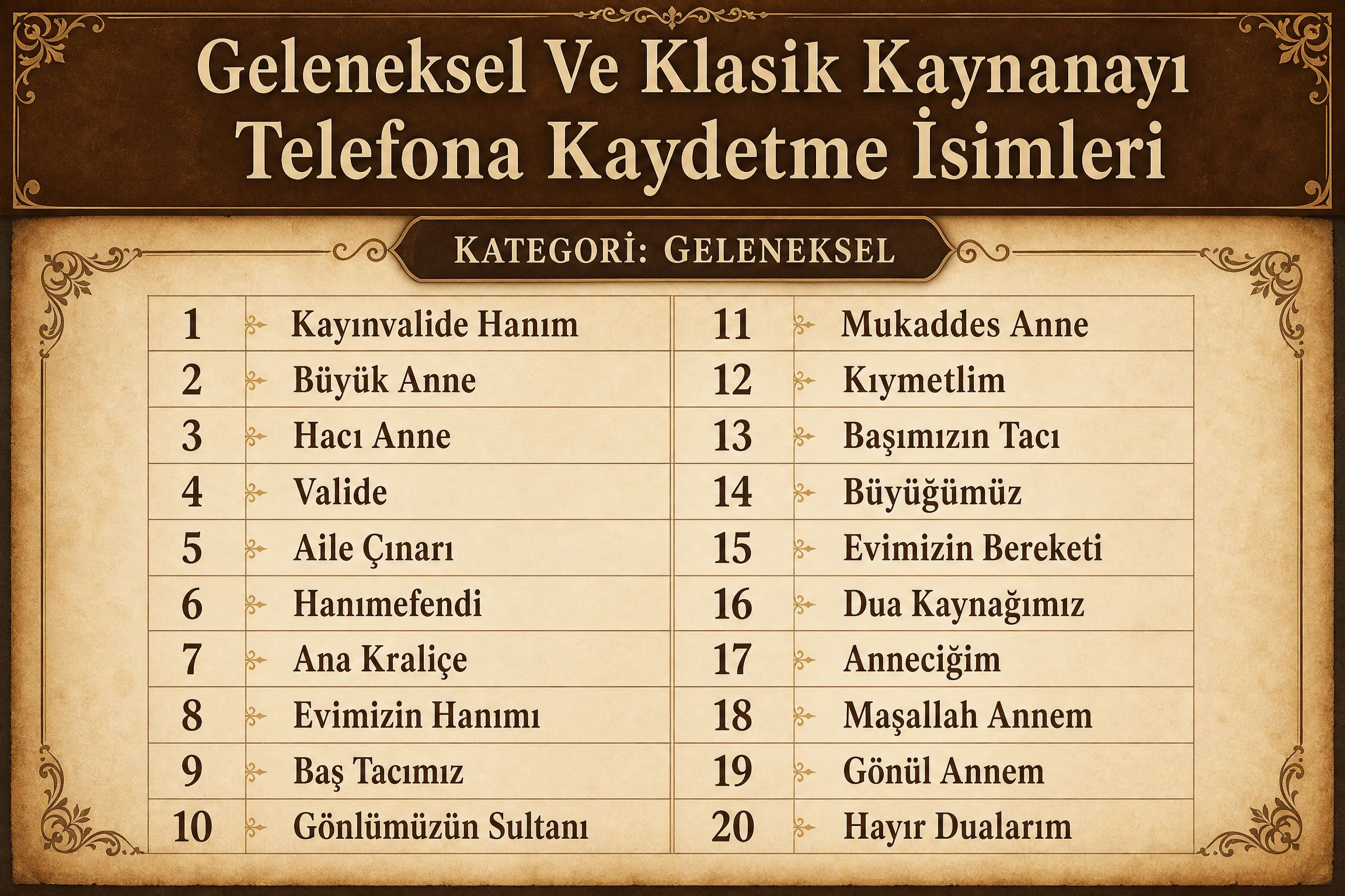 Geleneksel Ve Klasik Kaynanayı Telefona Kaydetme İsimleri