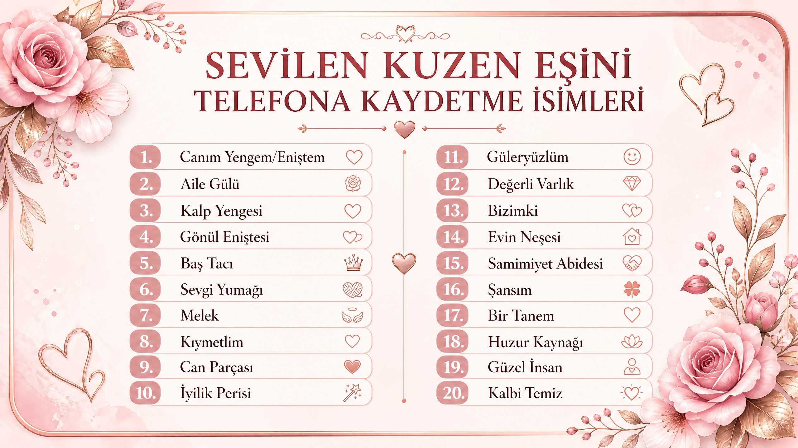 Sevilen Kuzen Eşini Telefona Kaydetme İsimleri