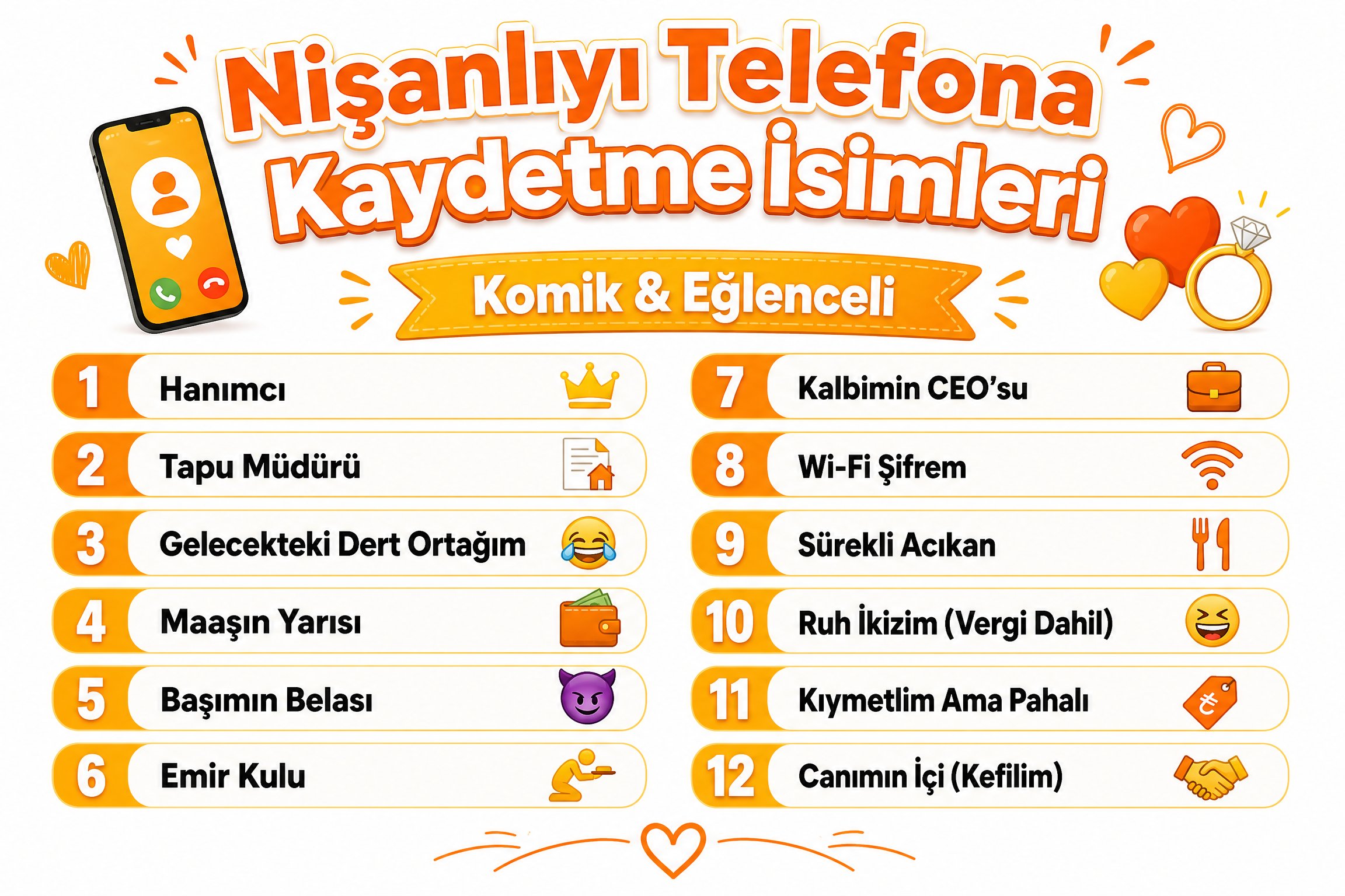 Nişanlıyı Telefona Kaydetme İsimleri Komik