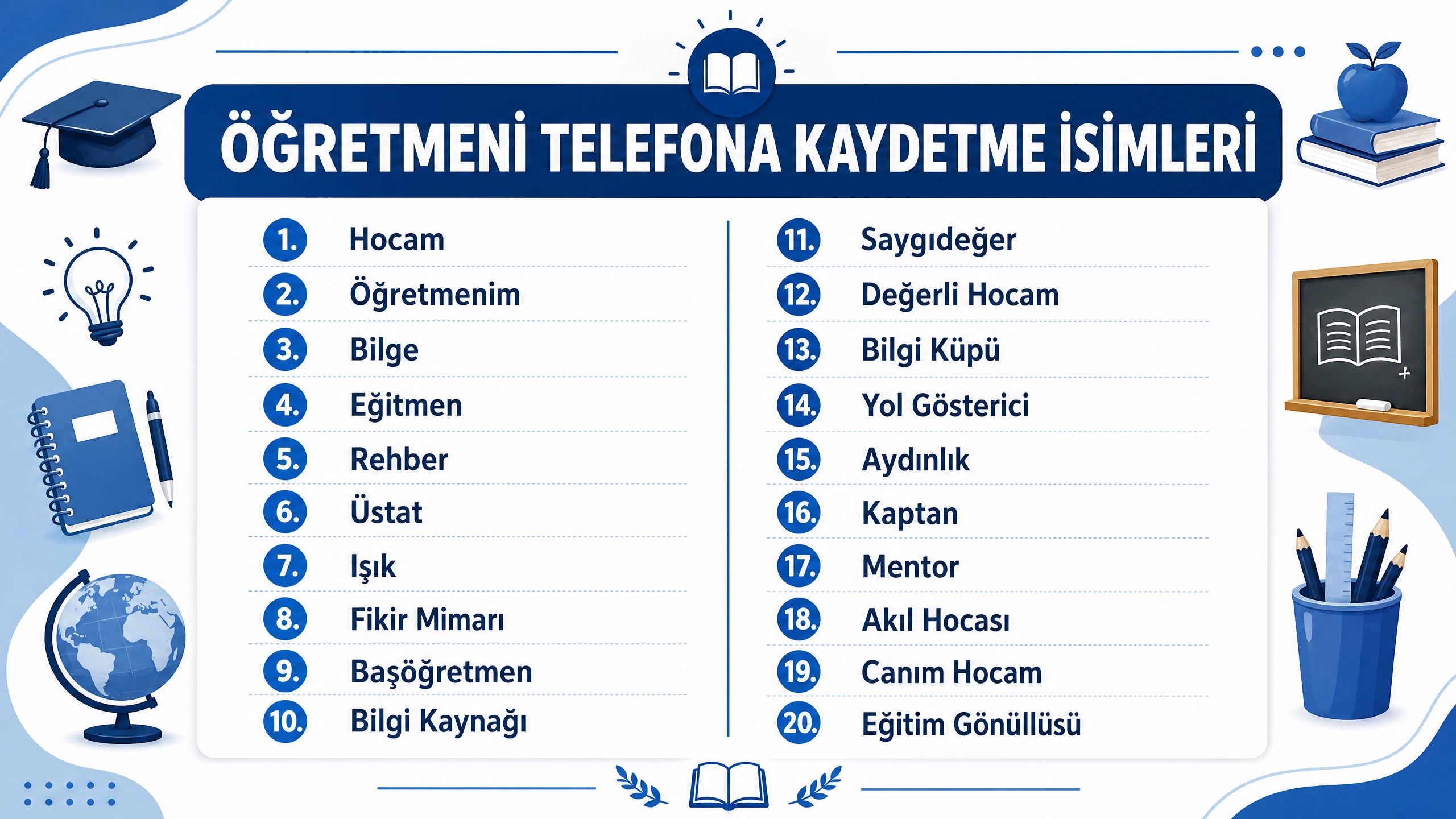 Öğretmeni Telefona Kaydetme İsimleri
