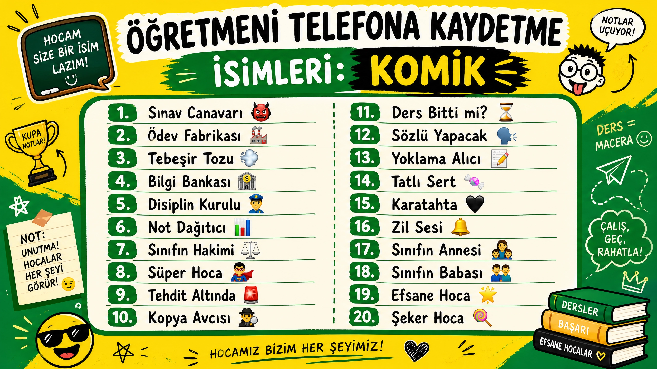 Öğretmeni Telefona Kaydetme İsimleri Komik