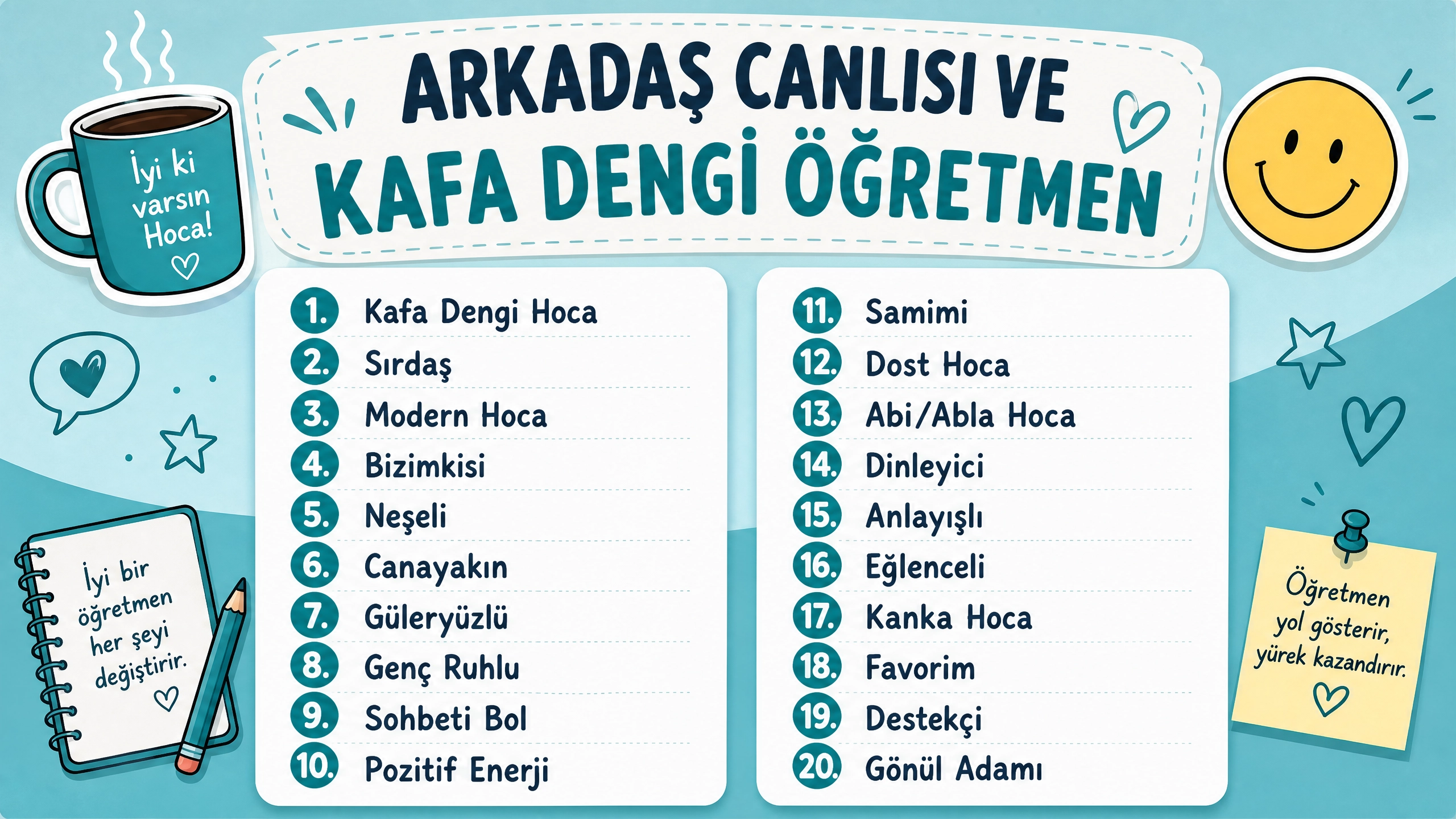 Arkadaş Canlısı ve Kafa Dengi öğretmeni telefona kaydetme isimleri