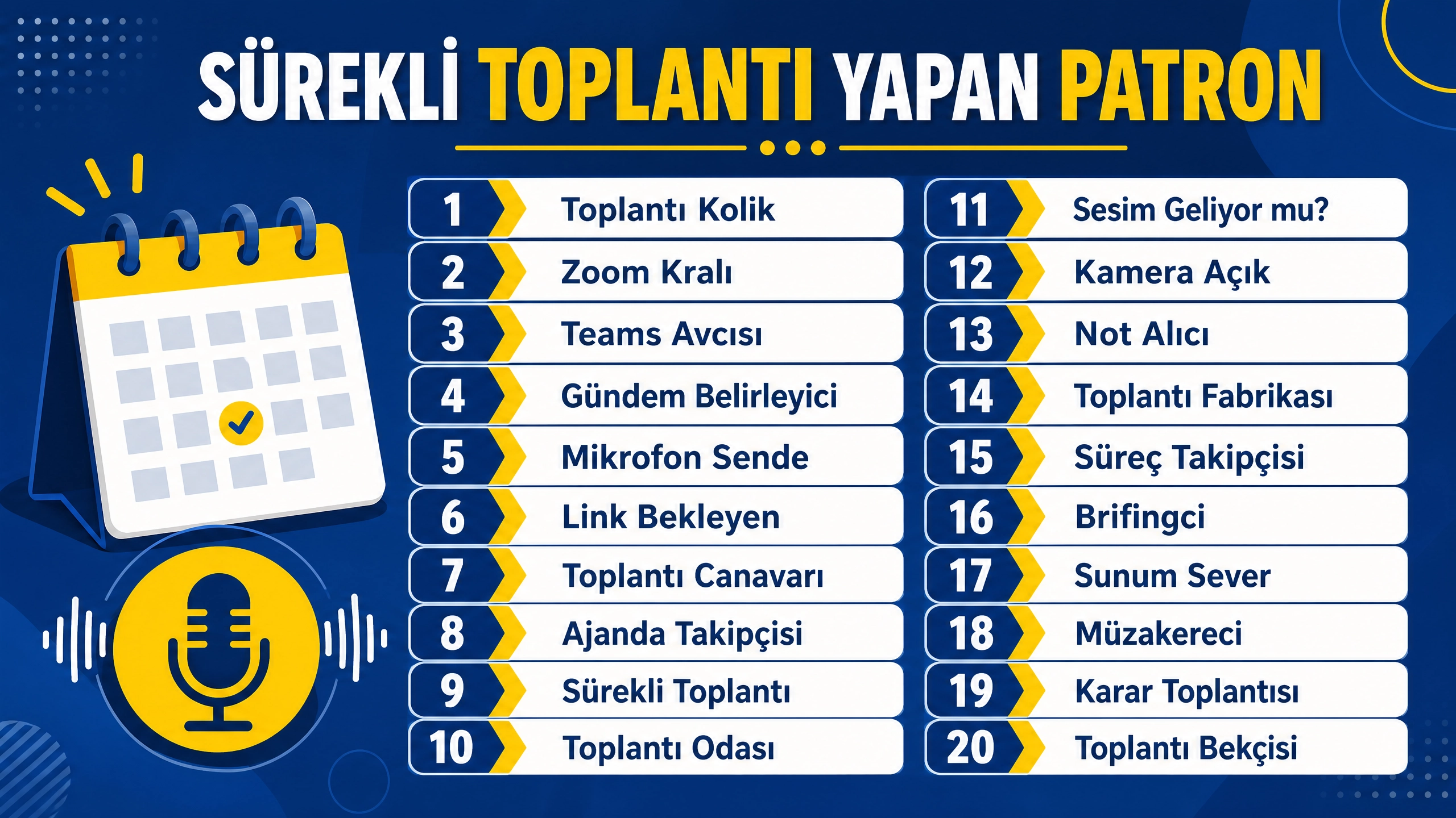 Sürekli Toplantı Yapan patronu telefona kaydetme isimleri