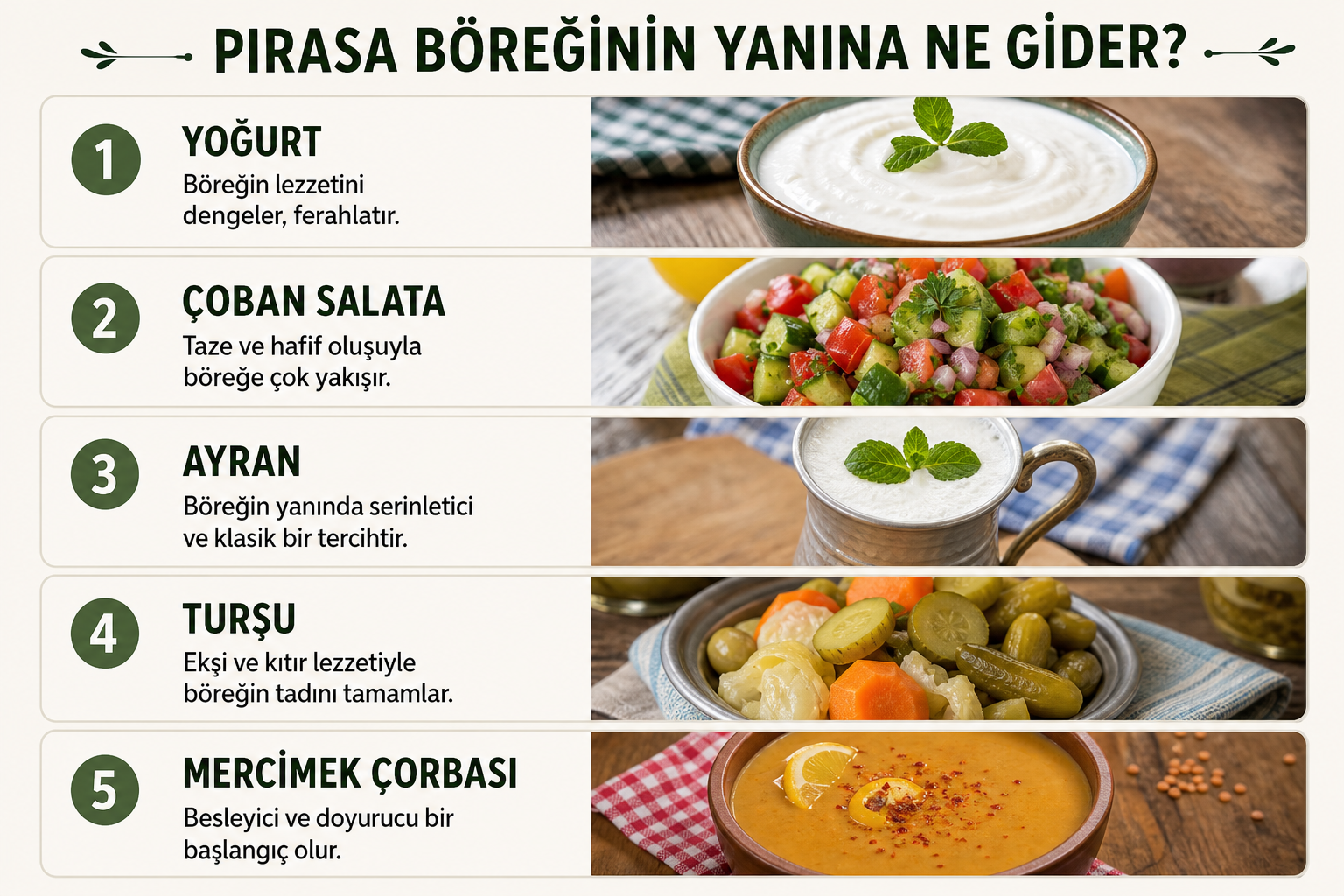 Pırasa Böreğinin Yanına Ne Gider? Yanında Ne Yemeliyiz?