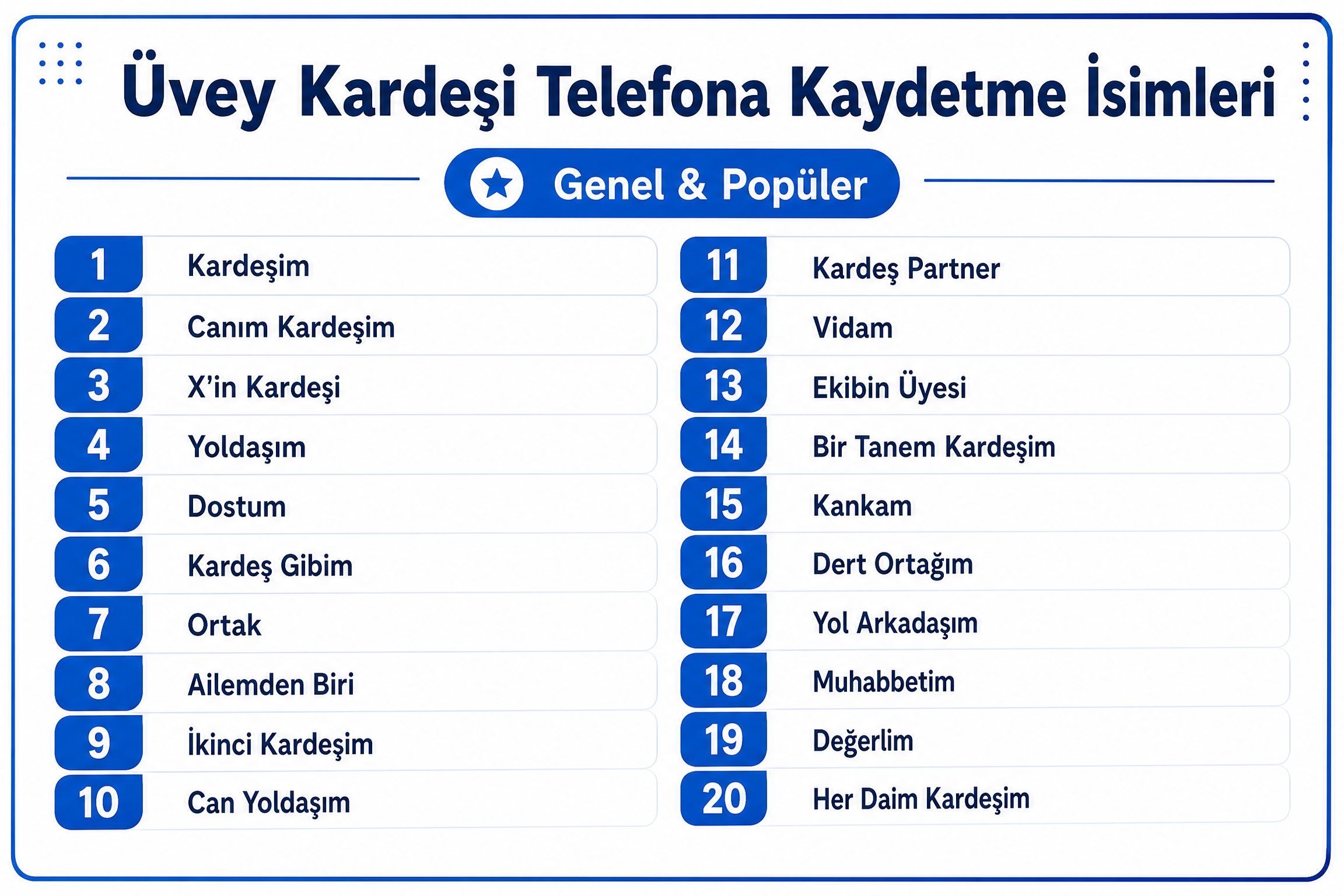 Üvey Kardeşi Telefona Kaydetme İsimleri