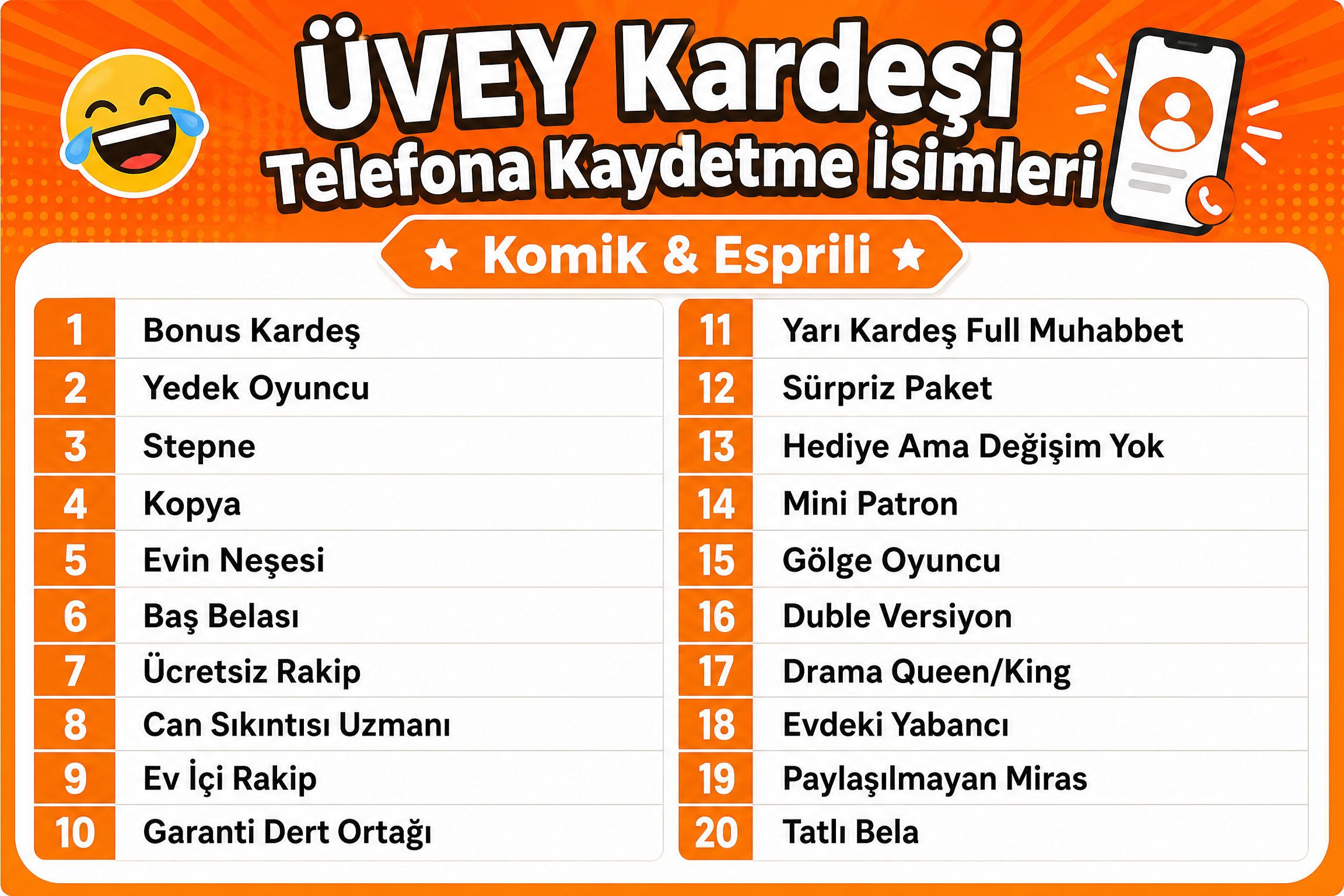 Üvey Kardeşi Telefona Kaydetme İsimleri Komik