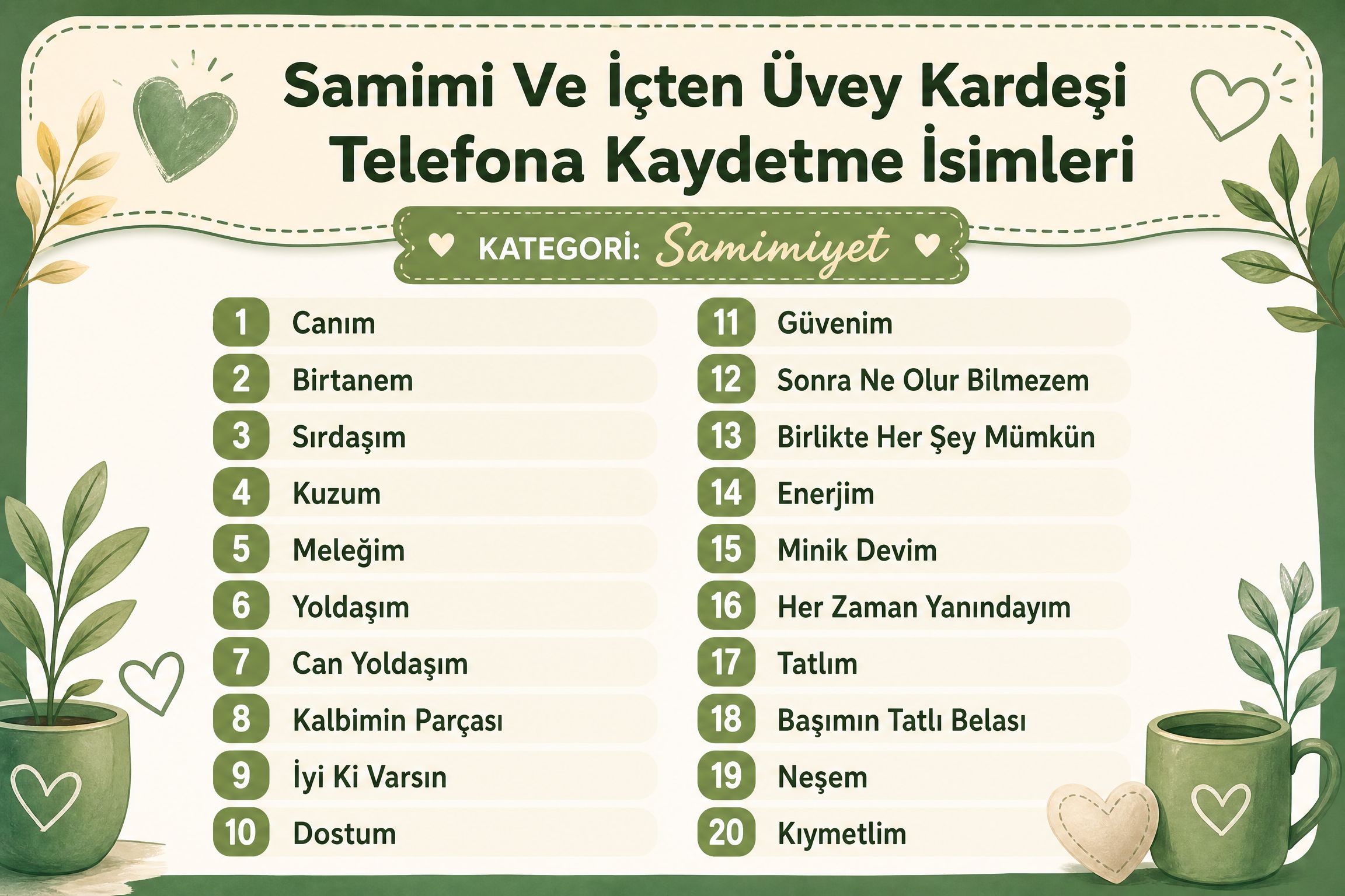 Samimi Ve İçten Üvey Kardeşi Telefona Kaydetme İsimleri