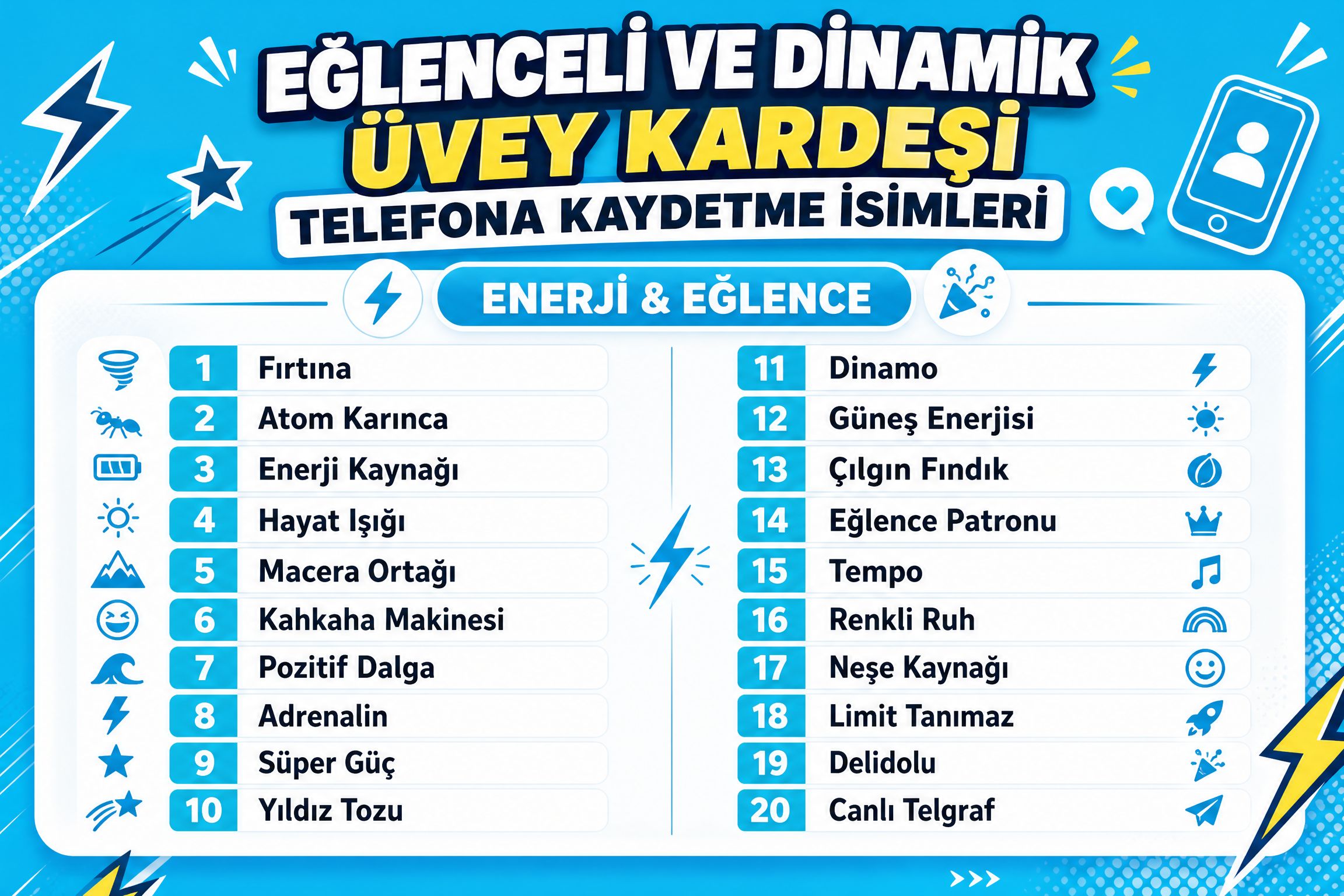 Eğlenceli Ve Dinamik Üvey Kardeşi Telefona Kaydetme İsimleri